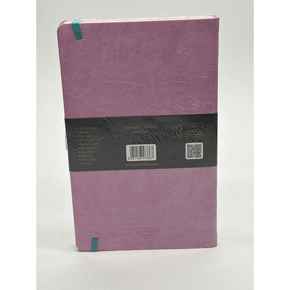 Castelli Milano Aquarela Mallow Ruled Notebook Purple Turquoise QC625-498 Italy